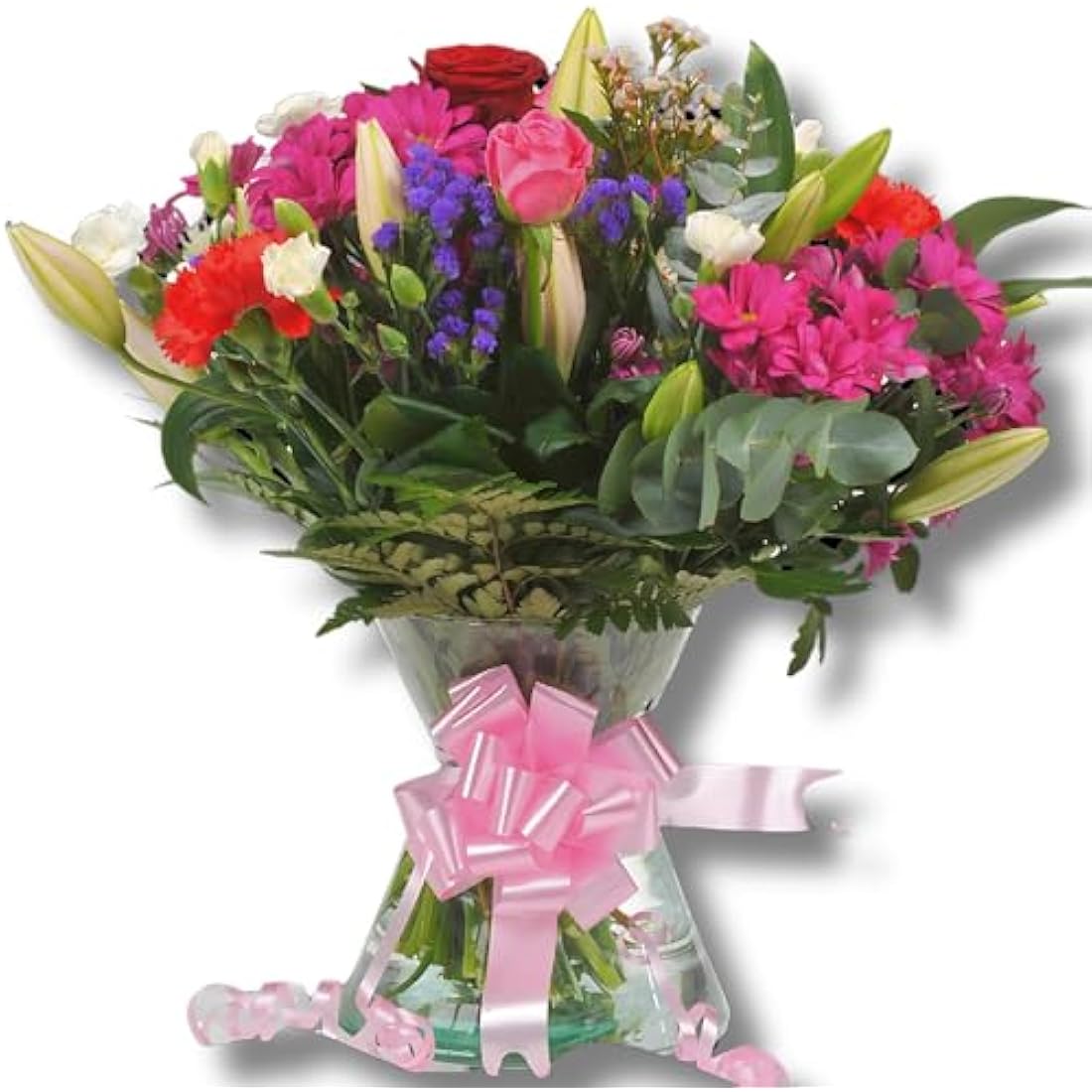 Homeland Florists Superb Mixed Fresh Flower Bouquet with a Single Large Naomi Velvet Rose at its Heart, Large, Red