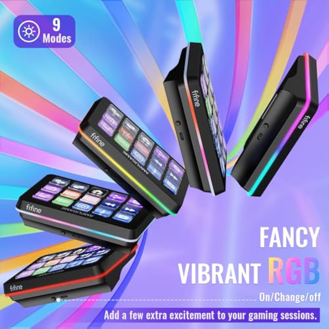 FIFINE Macro Keyboard with 15 Customizable Keys for Live Stream, Gaming and Podcast, Streaming Controller Compatible with Twitch/OBS/YouTube/Streamlabs Etc, Keypad for Mac and PC - D6