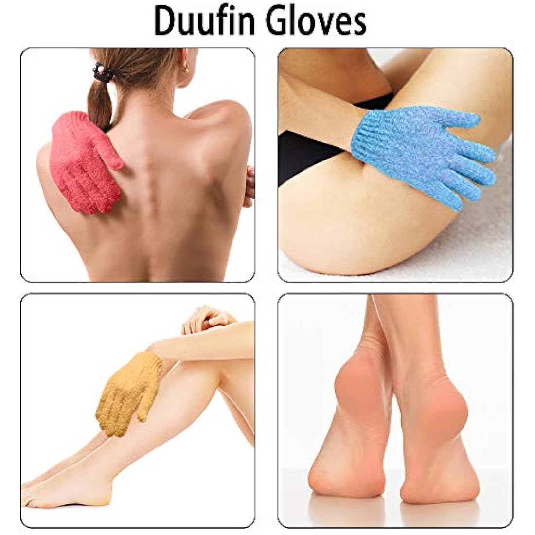 Duufin 14 Pairs Exfoliating Gloves Body Scrubber Bath Glove Scrubbing Gloves for Shower, Spa, Massage, Dead Skin Cell Remover, 7 Colours