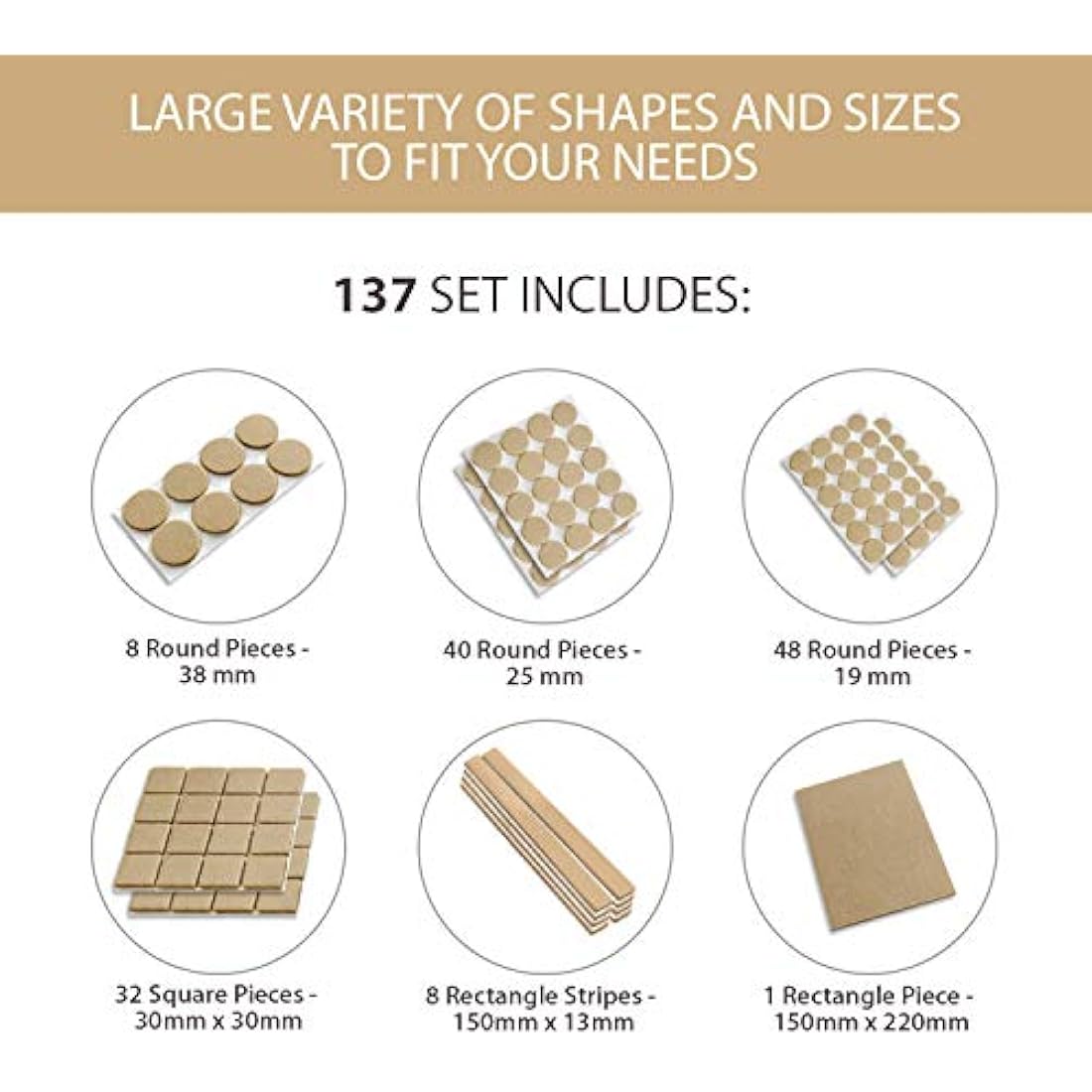 Furniture Pads to Protect Wood Floor. 3M Strong Adhesive Furniture Felt Pads for Furniture Feet. 137 Set of Felt Furniture Pads for Chair and Table Legs