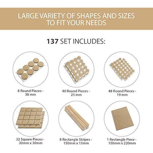 Furniture Pads to Protect Wood Floor. 3M Strong Adhesive Furniture Felt Pads for Furniture Feet. 137 Set of Felt Furniture Pads for Chair and Table Legs