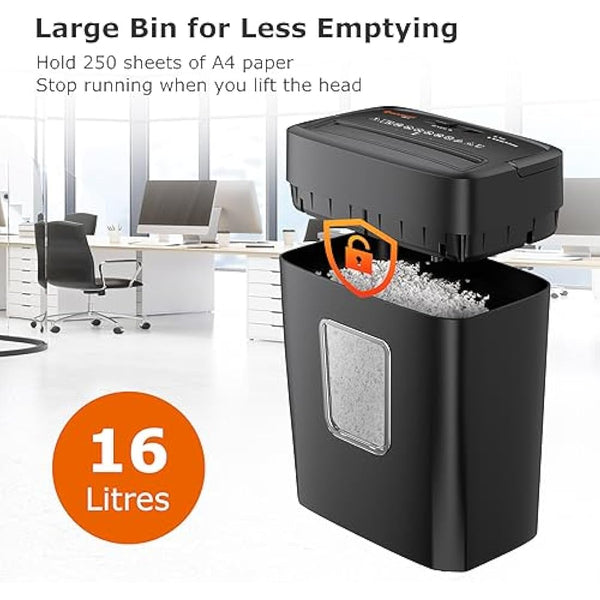 Bonsaii Micro-Cut Paper Shredder, 6-Sheet Capacity for Home and Office Use – Shreds Credit Cards, Staples, and Clips – Compact Design with Portable Handle and 16L Wastebasket (C261-D)