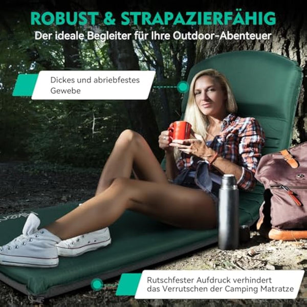 HIKENTURE Self-Inflating Sleeping Mat, 8 cm Thick Foam Camping Mattress, Self-Inflating Air Mattress, Comfortable Sleeping Mat for Outdoor, Tent, Hiking A2