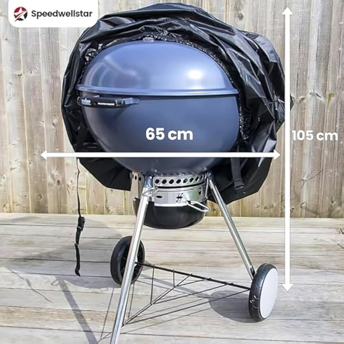 BBQ Cover Waterproof Round Heavy Duty - Kettle Grill Protection with Elasticated Hem – Outdoor Weatherproof Barbecue Cover by SpeedwellStar