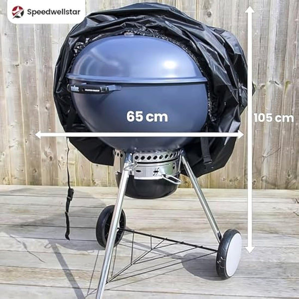BBQ Cover Waterproof Round Heavy Duty - Kettle Grill Protection with Elasticated Hem – Outdoor Weatherproof Barbecue Cover by SpeedwellStar