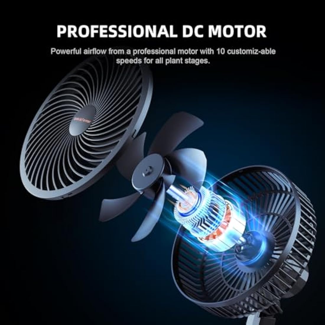 SPIDER FARMER Grow Tent Fan 6" with 10 Dynamic Wind Speeds and 10-Level Oscillation, EC Motor, Weatherproof IP-44, Auto Oscillating Clip Fan, Powerful Airflow but Quiet 2PCS