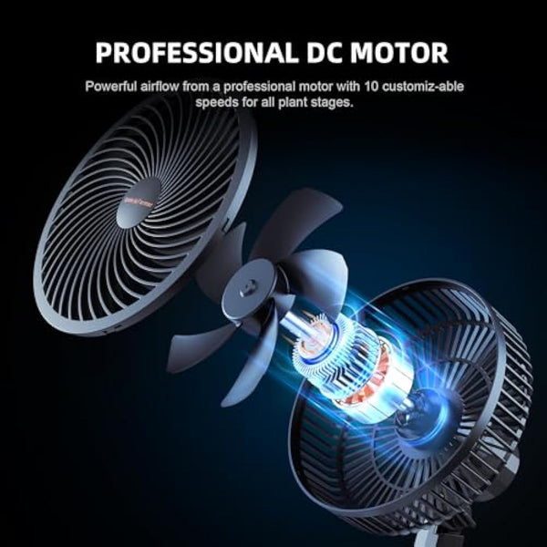 SPIDER FARMER Grow Tent Fan 6" with 10 Dynamic Wind Speeds and 10-Level Oscillation, EC Motor, Weatherproof IP-44, Auto Oscillating Clip Fan, Powerful Airflow but Quiet 2PCS