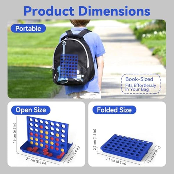 Pup Go 4 in a Row Classic Board Game for Kids Ages 3-8, 8.2 x 5.9 inches with 6 Spare Discs, Perfect Educational Family Toy for Boys & Girls, 2 Player Strategy Game, Foldable Design