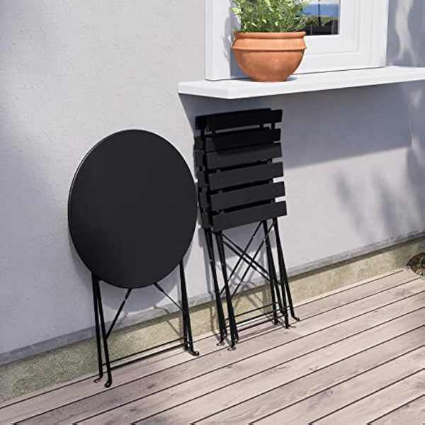 Grand patio Bistro Set 3 Pieces, Garden Furniture Set, Folding 2 Chairs and 1 Table, Weather-Resistant, Patio Table Chairs for Balcony,Yard, Garden (Black)