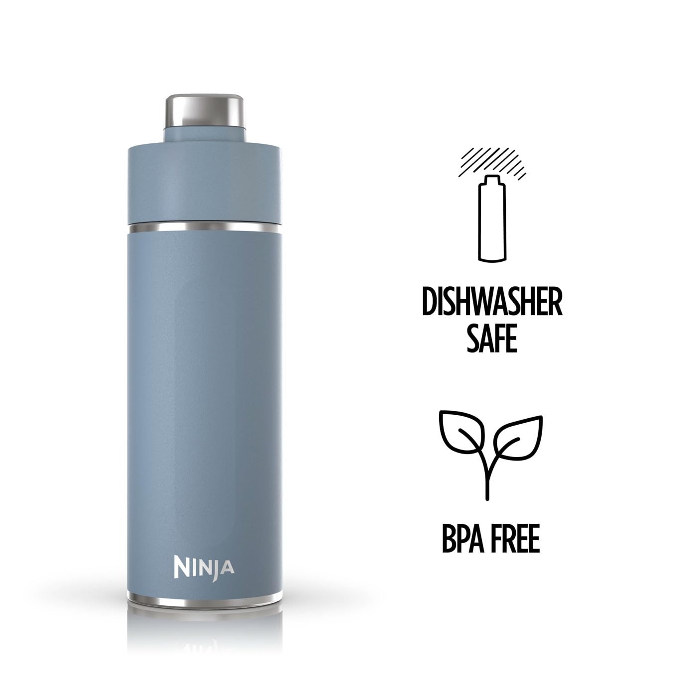 Ninja Thirsti Water Bottle and Flask 709 ML With Leak-Proof Lid, Designed For Carbonated, Hot & Cold Drinks, Ideal For Travel & Sports, Triple Insulated, Stainless Steel Bottle, Black, DW2401EUUKBK