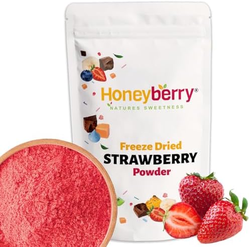 Freeze Dried Strawberry Powder 500g - Finely Milled Fruit Powder - 100% Pure and Natural, No Added Sugar or Preservatives Dehydrated Strawberry Powder for Baking, Smoothies, Desserts and Icing