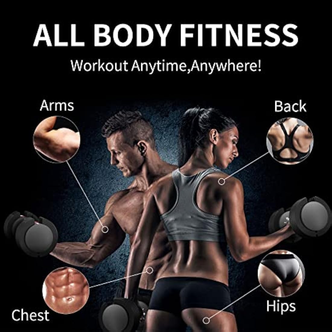 EnterSports 12kg/18KG/27KG Adjustable Dumbbells,Dumbbell Set for Saving Place, Dumbbell Weights with Non-Slip Handle, Home Gym Strength Training Equipment for Full Bodybuilding