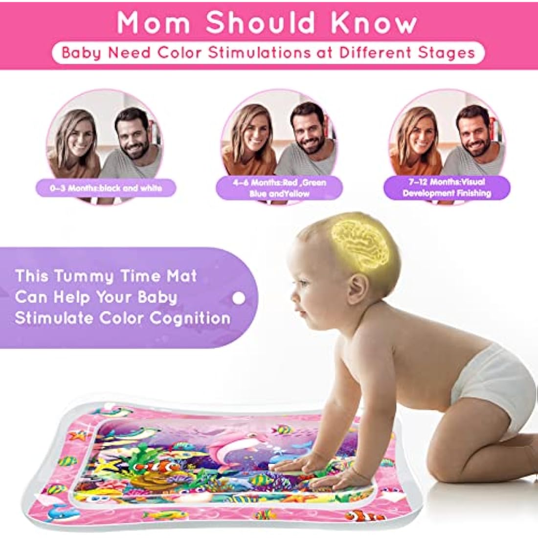 Infinno Tummy Time Mat Premium Baby Water Mat (Multicoloured)