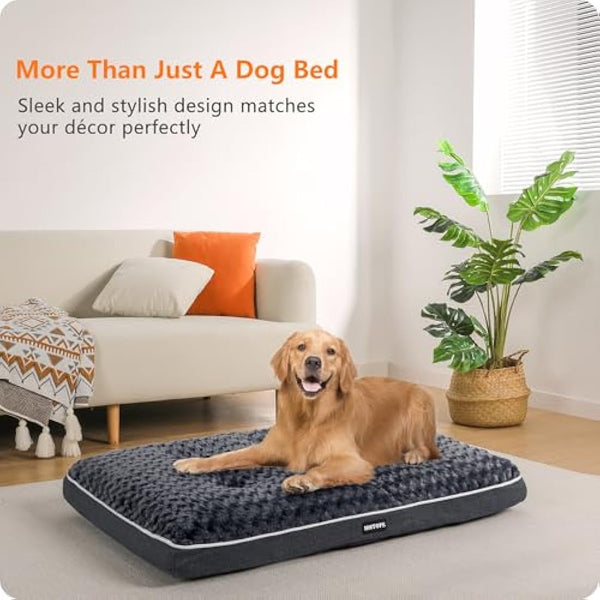 HMTOPE Orthopaedic Dog Bed, Double Deck Design, Washable Dog Cushion, Removable Dog Basket, 105 cm for Medium Dogs, Dark Grey