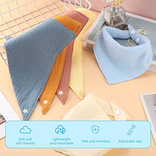 10 Packs Baby Bandana Dribble Bibs, Cotton Soft and Absorbent Drool Bibs with Adjustable Snaps