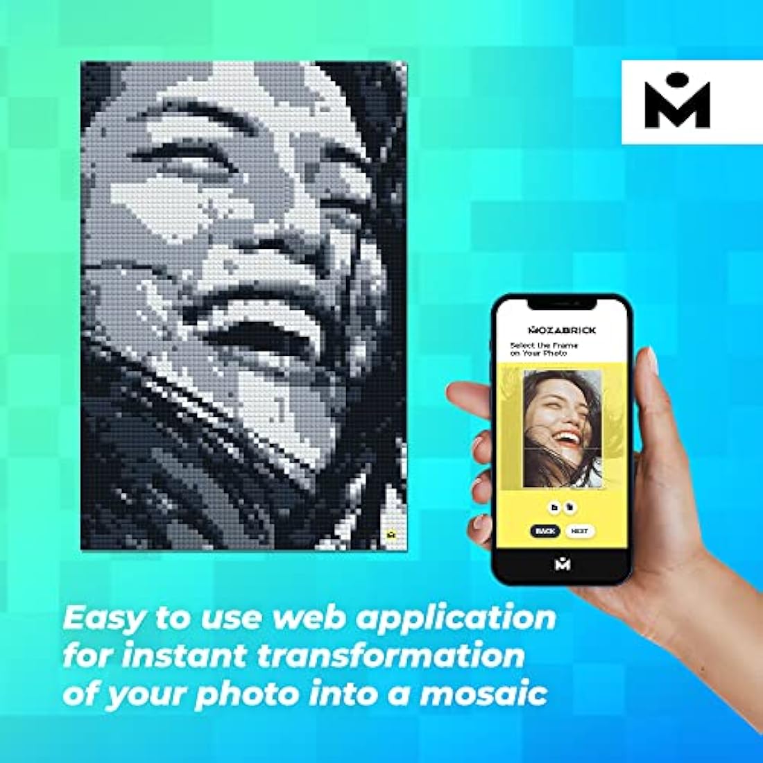 MOZABRICK Photo Builder Model M Building Game to Turn Pictures and Photographs into DIY Pixel Art Mosaic. Create Personal Puzzles with Bricks!