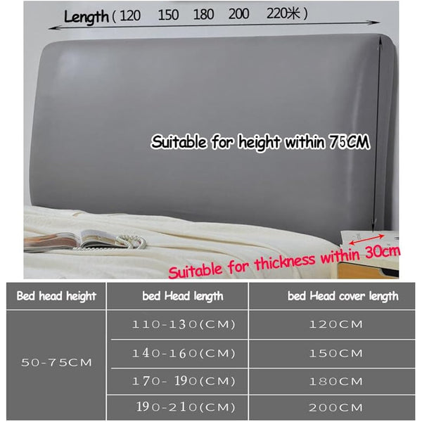 Bed Headboard Cover Waterproof Pu leather All-inclusive Elastic Headboard Protection Cover for King Double full Headboard Protector (Coffee, 150cm / for 140-160cm headboard)
