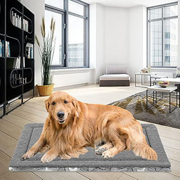 EMPSIGN Large Dog Bed Washable Reversible Cool and Warm Mattress for Crate with Removable Cover, Grey, 122x76x2.8cm