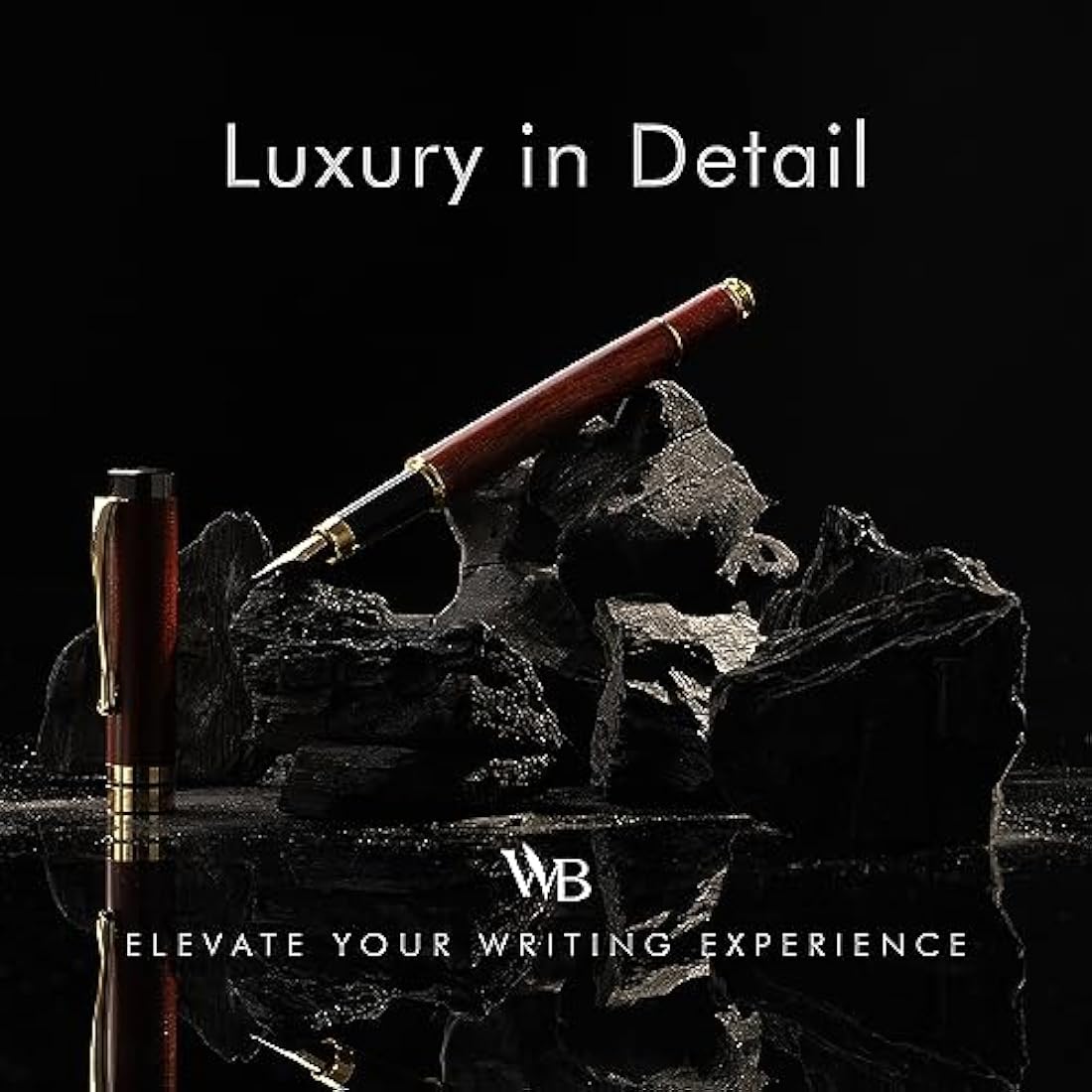 Wordsworth & Black Fountain Pen Set, Luxury Bamboo Wood - Extra Fine Nib, Gift Case; Includes 6 Ink Cartridges, Ink Refill Converter -Journaling, Calligraphy; Drawing, Smooth Writing [Rosewood]