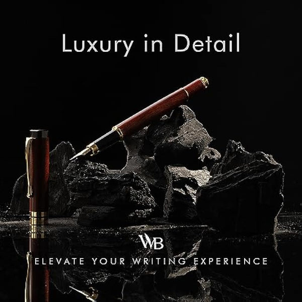 Wordsworth & Black Fountain Pen Set, Luxury Bamboo Wood - Extra Fine Nib, Gift Case; Includes 6 Ink Cartridges, Ink Refill Converter -Journaling, Calligraphy; Drawing, Smooth Writing [Rosewood]
