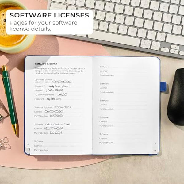 Clever Fox Password Book with alphabetical tabs. Internet Address Organizer Logbook. Medium Password Keeper for Website Logins (Royal Blue)