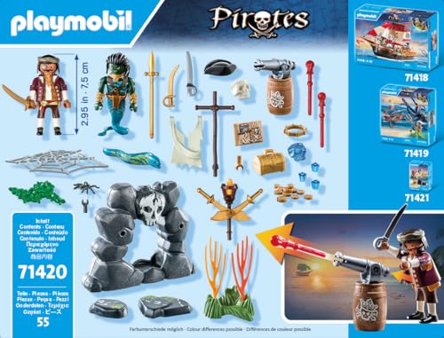 Playmobil 71418 Pirates: Small Pirate Vessel, exciting adventures on the high seas, complete with extensive accessories, fun imaginative role-play, playsets suitable for children ages 4+