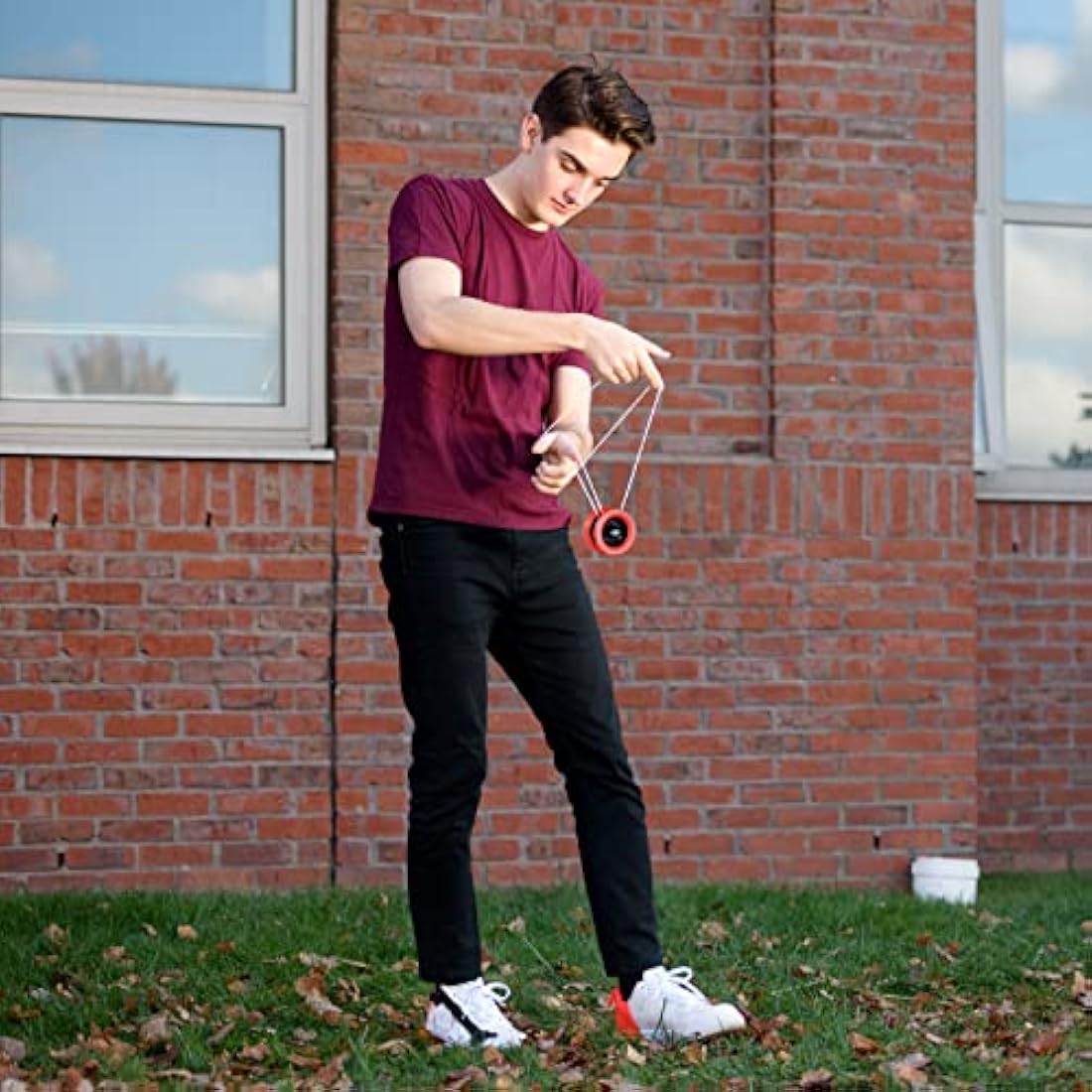 Yomega Xodus II YoYo– Includes Roller Bearing Technology, Rubber Rims and Wing Shape Design – Professional Responsive YoYos Intermediate Level Play (Black Red)