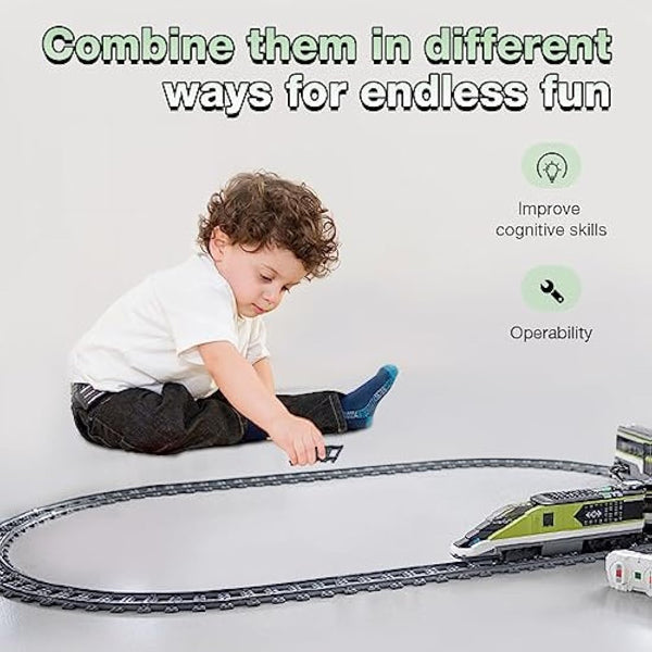 Etarnfly 40PCS City Train Tracks, Classic Train Tracks Accessories, Railroad Building Toy Compatible with All Major Brand- 32 Curved, 6 Straight, 2 Integral forks train tracks