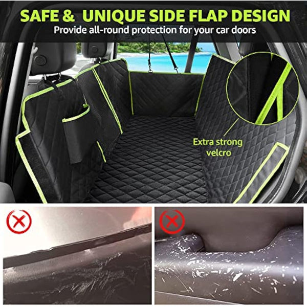 nzonpet Dog Back Seat Covers for Trucks, 100% Waterproof with Big Mesh Window, XL Nonslip Scratchproof Dog Truck Hammock, Heavy Duty Seat Covers for Full Sized Pickup Trucks F150- Green