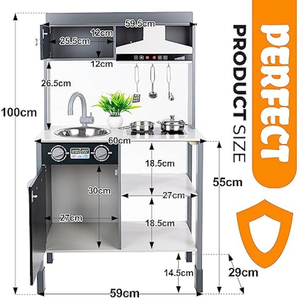 Green series Kinderplay Toy Kitchen | Kids Play Kitchen - Modern Kids Kitchen | Beautiful Wooden Kitchen | Kitchen Kids | Toddler Kitchen | Kitchen Toy | Children Wooden Play Kitchen, model GS0062