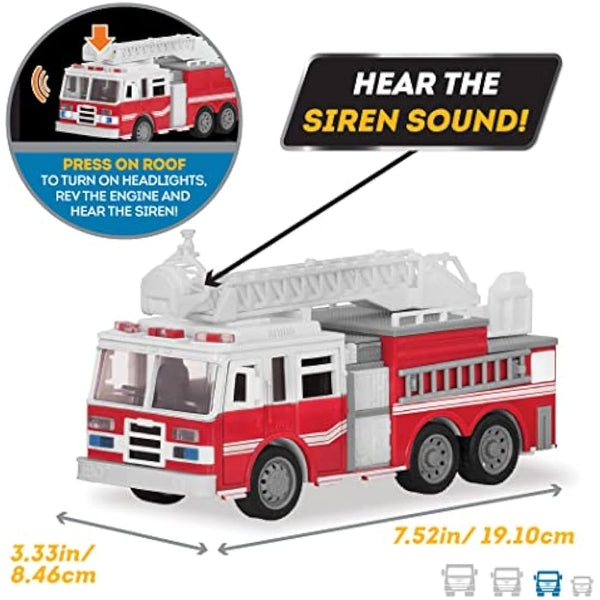 DRIVEN - Firetruck Micro Toy with Detachable Ladder - Includes Working Lights and Sounds - Cars and Trucks for Kids Engine Age 3+