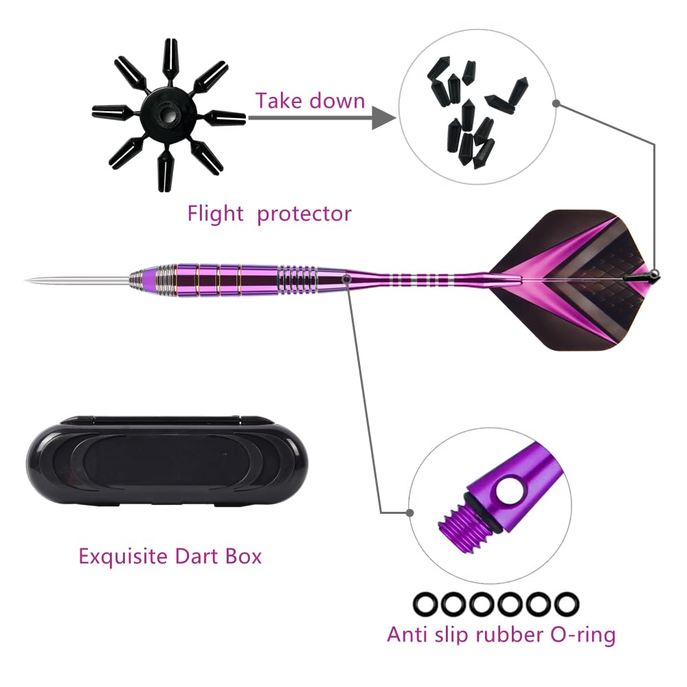 Steel Tip Darts Set,3 Pack Professional Dart with Aluminum Shafts and Darts Case