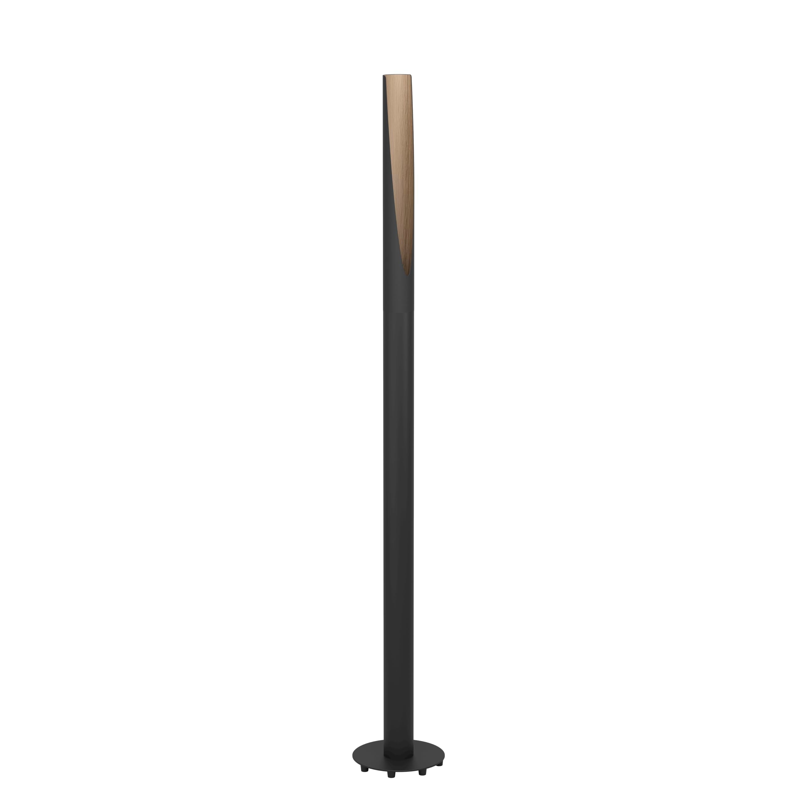 Eglo LED Floor lamp Barbotto, Elegant Corner floorlamp, Standing lamp Made of Steel in Black and Wood in Natural Colour, FSC Certified, Living Room