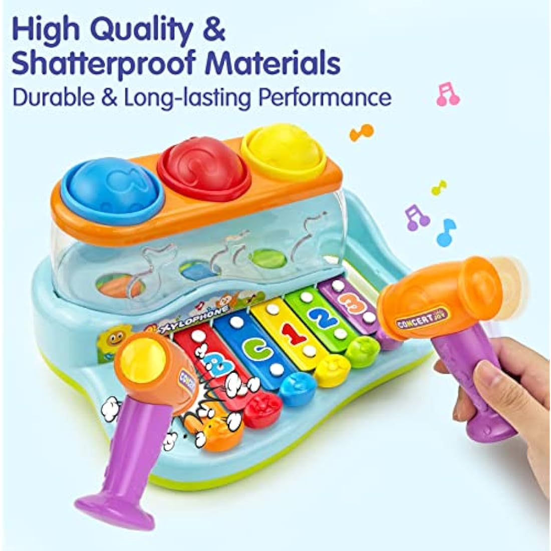 HOLA Toys for 1 Year Old Boys and Girs Toys, 2 in 1 Pound Ball with Xylophone Musical Toys for Girl and Boy Gifts, Baby Toys Early Development & Activity 1st Birthday Gifts