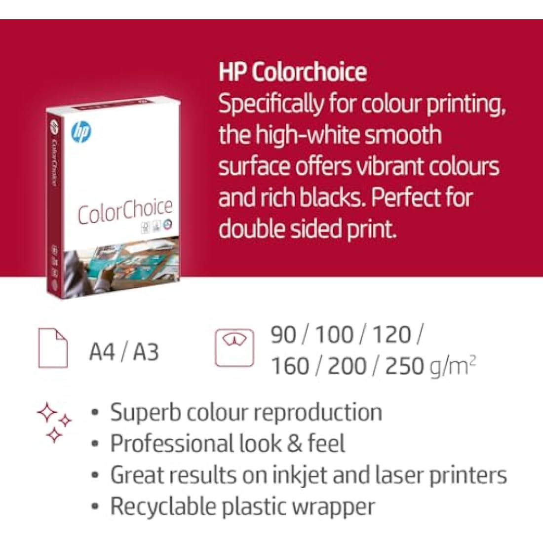 HP Color Choice FSC A4 250 gsm 250sh/RM 4rm/BX, White