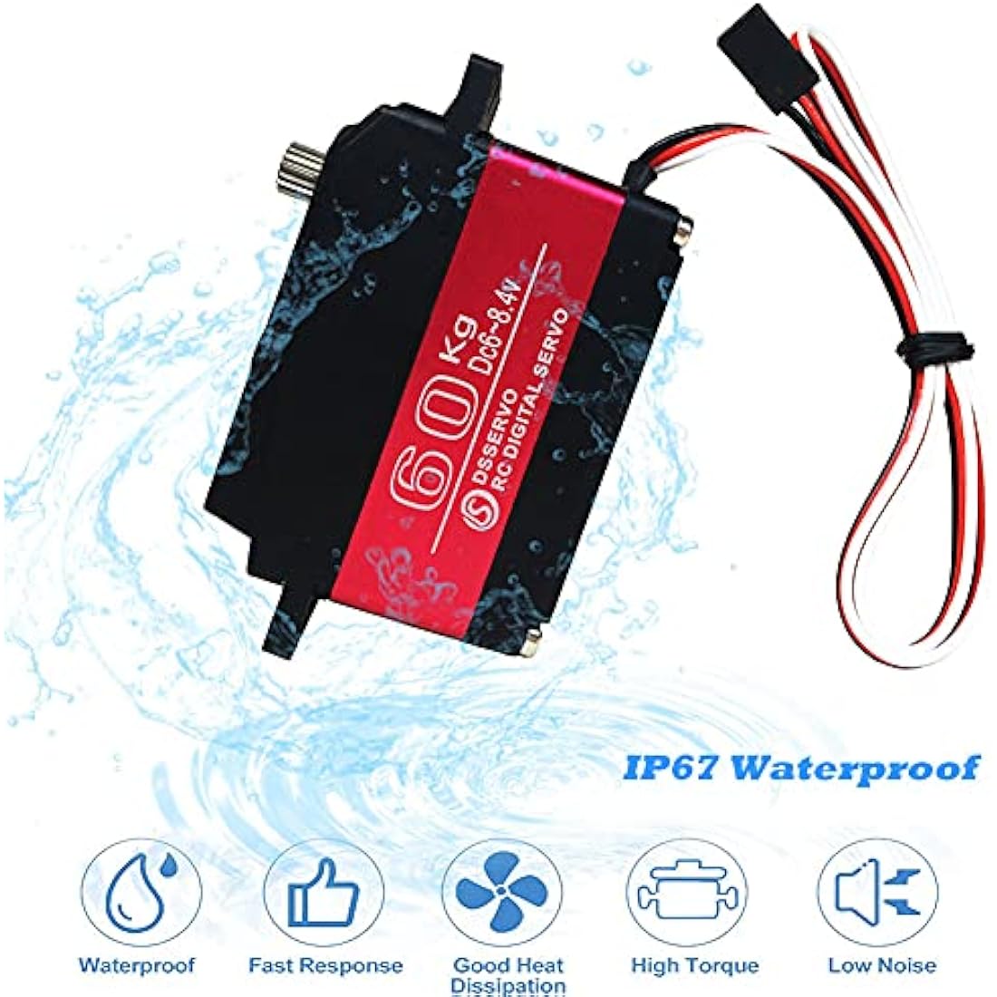 ANNIMOS 60KG Digital Servo 8.4V High Voltage Stainless Steel Gear Large Torque High Speed Waterproof 1/5 Baja Servos - 270 Degrees