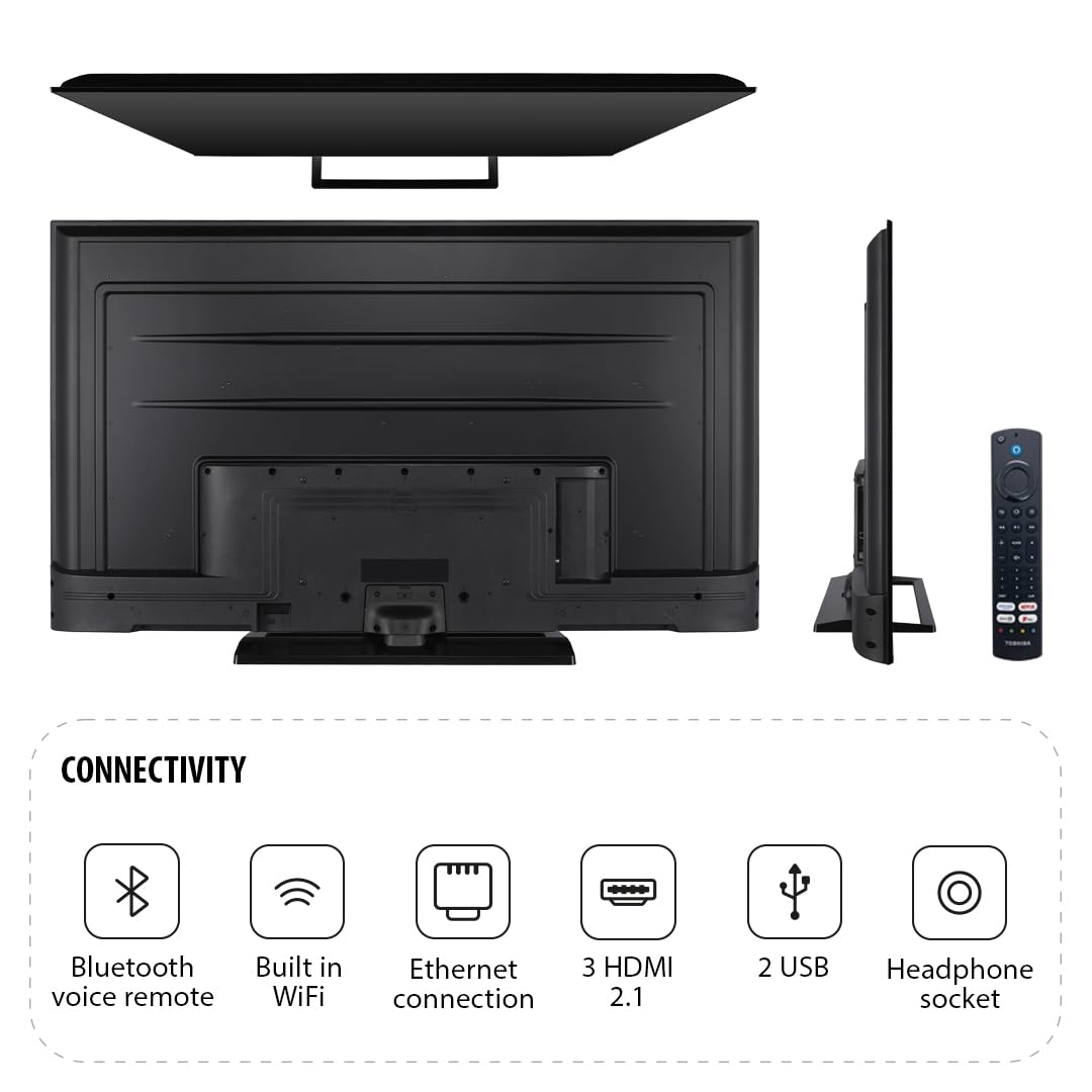 Toshiba UF3F 65 Inch Fire 4K HDR TV, TRU Picture Engine, HDR10, Dolby Vision & Atmos, Sound by Onkyo, DTS Virtual X, Alexa Voice Remote