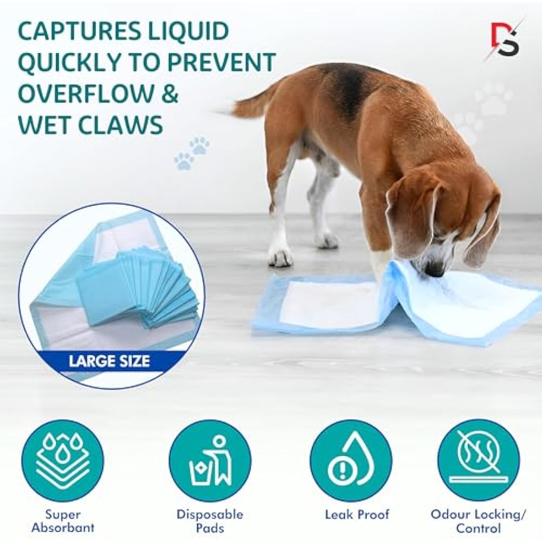 Discount Seller Puppy Training Pads 50 Packs (60x60cm) Multi-Layered Puppy Pads and Highly Absorbent Odour Locking Dog Pads—Anti-Slip and Disposable Incontinence Pads & Pee Pads for Dogs