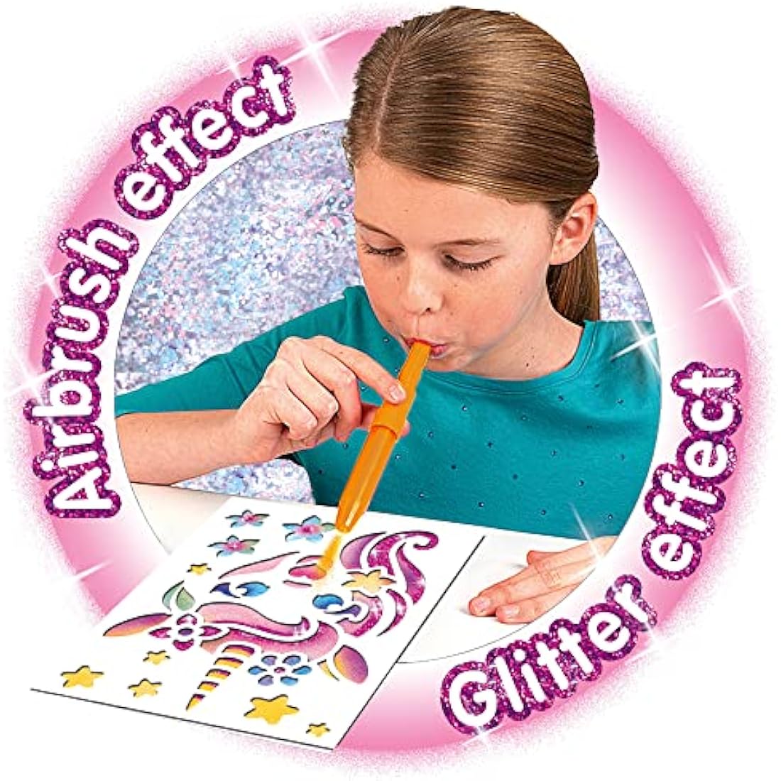 John Adams | BLOPENS® Sparkling Unicorn Activity Set: Create fantastic airbrush pictures | Arts & crafts | Ages 4+, Silver