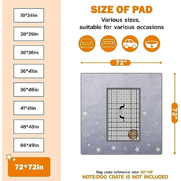 Washable Puppy Pads Extra Large, 182x182cm Fast Absorption Reusable Puppy Pads, Dog Pee Pad xl, Waterproof Whelping Pads, Non-Slip Large Puppy Training Pads Pet Playpen Puppy Mat for Floor, Dog Crate