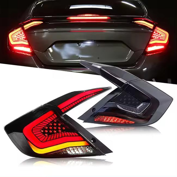 Archaic LED Rear Lights Compatible with 10th Honda Civic Type R Hatchback FK7 FK8 2016-2020, with Sequential Turn Signal, Animation DRL, Pair