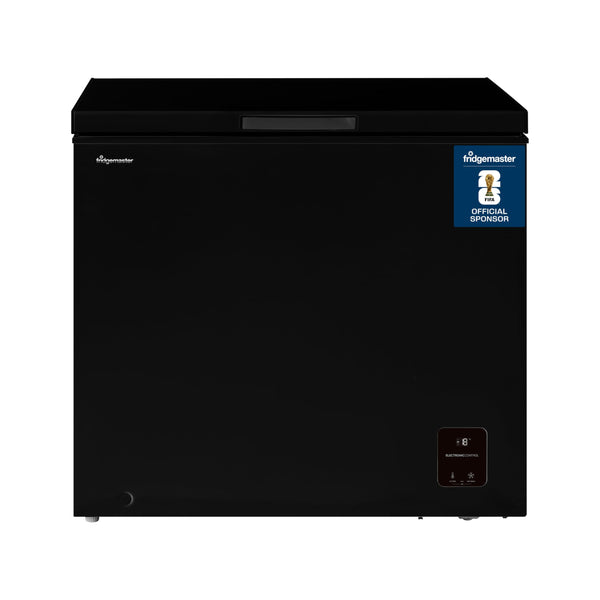Fridgemaster MCF142EB 142L Chester Freezer 4 Star Freezer Rating - 55.9D x 62.5W x 85.4H cm Black with Recessed Handle - E Rated