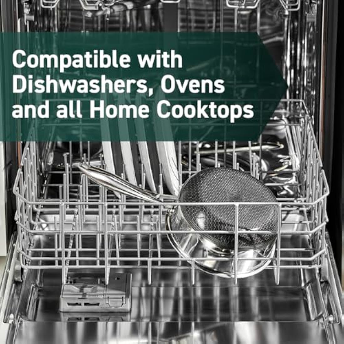 HexClad Hybrid Nonstick 2-Litre Saucepan with Tempered Glass Lid, Stay-Cool Handle, Dishwasher-Friendly, Oven-Safe Up to 480°C, Induction Ready, Compatible with All Cooktops