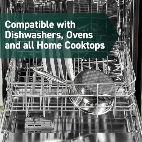 HexClad Hybrid Nonstick 2-Litre Saucepan with Tempered Glass Lid, Stay-Cool Handle, Dishwasher-Friendly, Oven-Safe Up to 480°C, Induction Ready, Compatible with All Cooktops