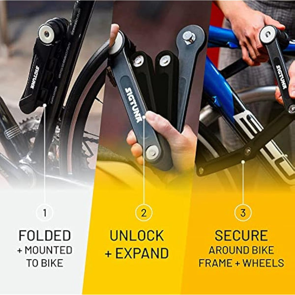 SIGTUNA Bike Lock - Heavy Duty Bicycle U Lock Shackle and Mount Holder, for Road Bike, Electric Bike, Folding Bike, Mountain Bike