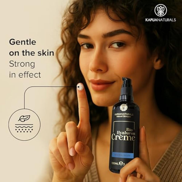 Hyaluronic Acid Face Cream High Dose 100ml + Argan Oil + Aloe Vera + Coconut Oil • 100% Vegan • Natural Cosmetics Made in Germany ✓ Anti-Wrinkle Cream ✓ Moisturizing Anti-Aging Day & Night Cream