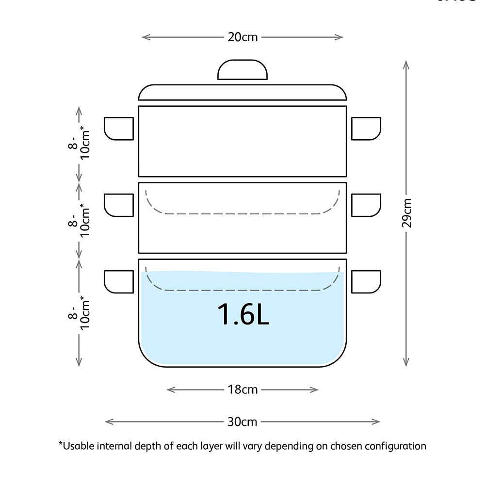 Judge Stainless Steel 3 Tier Steamer Set with 20cm 1.6L Casserole, 2 Steamers and Lid, Induction Ready, Gift Boxed - 25 Year Guarantee
