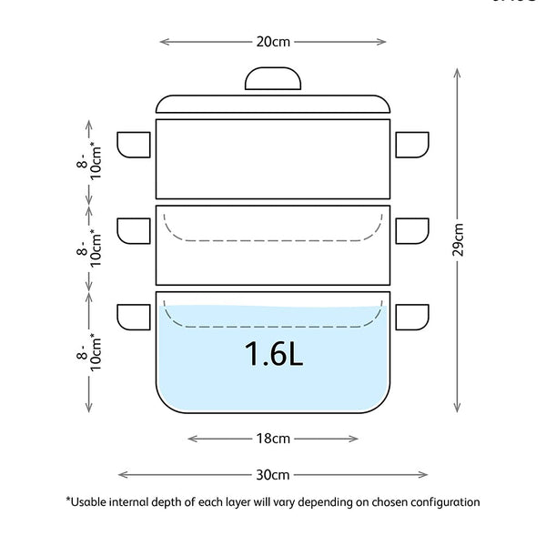 Judge Stainless Steel 3 Tier Steamer Set with 20cm 1.6L Casserole, 2 Steamers and Lid, Induction Ready, Gift Boxed - 25 Year Guarantee