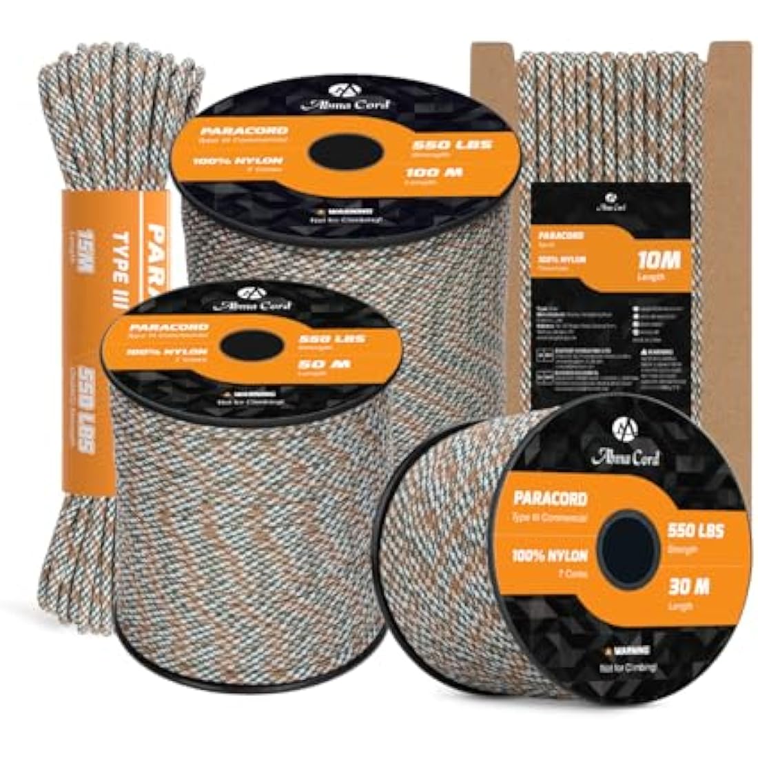 Abma Cord Paracord 550 4mm 100m 100% Nylon Rope Type III 7 Strands Parachute Cord for DIY, Camping, Survival, Outdoor - Max. 250kg - Honor