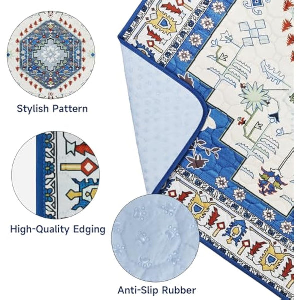 YOSEPATI Washable Pee Pads for Dogs,2 Pack Super Absorbent Reusable Puppy Pads 36"×48" Quick Dry,Waterproof& Non-Slip Whelping Pads for Crate,Floor,Sofa (Medallion Blue, 36"x48"(Pack of 2))